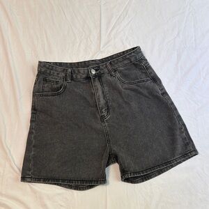 Black Denim Mom Short